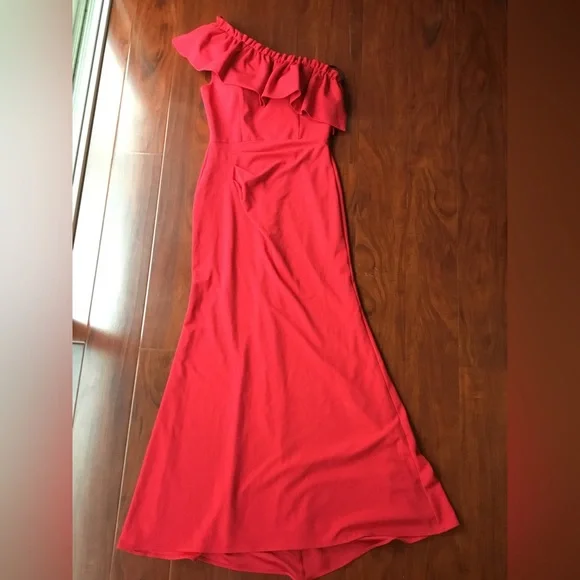 Aqua one shoulder ruffle maxi dress NWT - Picture 2 of 8